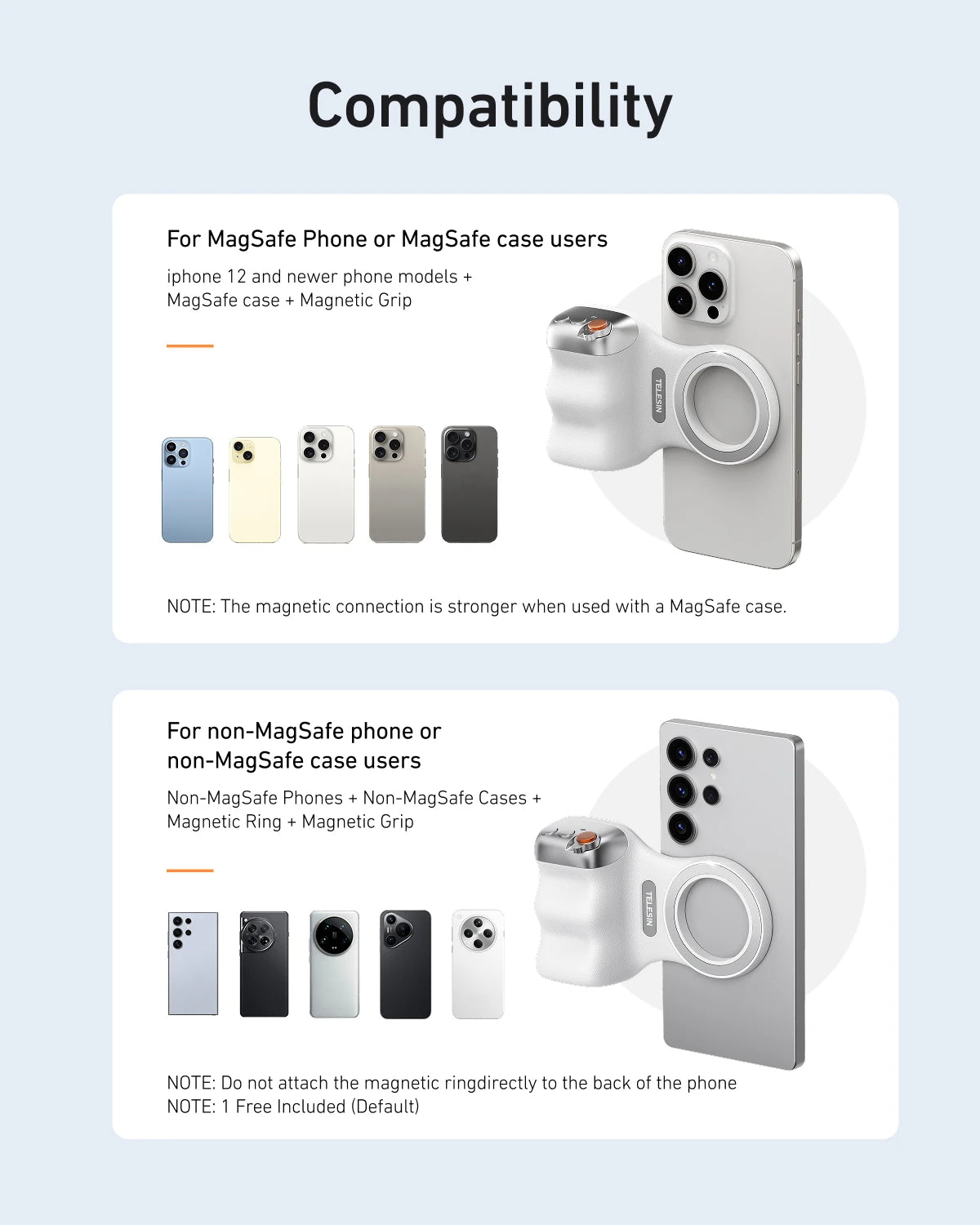 Magnetic Phone Holder & Camera Grip with Wireless Remote – Capture Stable Photos and Videos