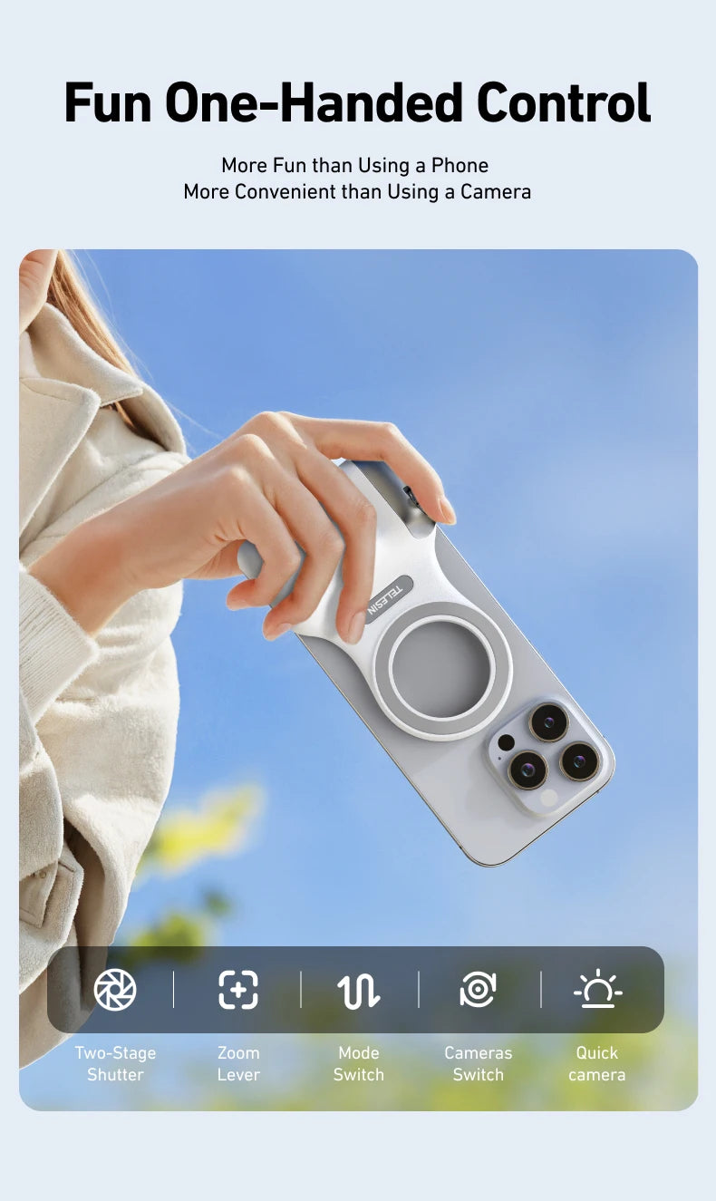 Magnetic Phone Holder & Camera Grip with Wireless Remote – Capture Stable Photos and Videos