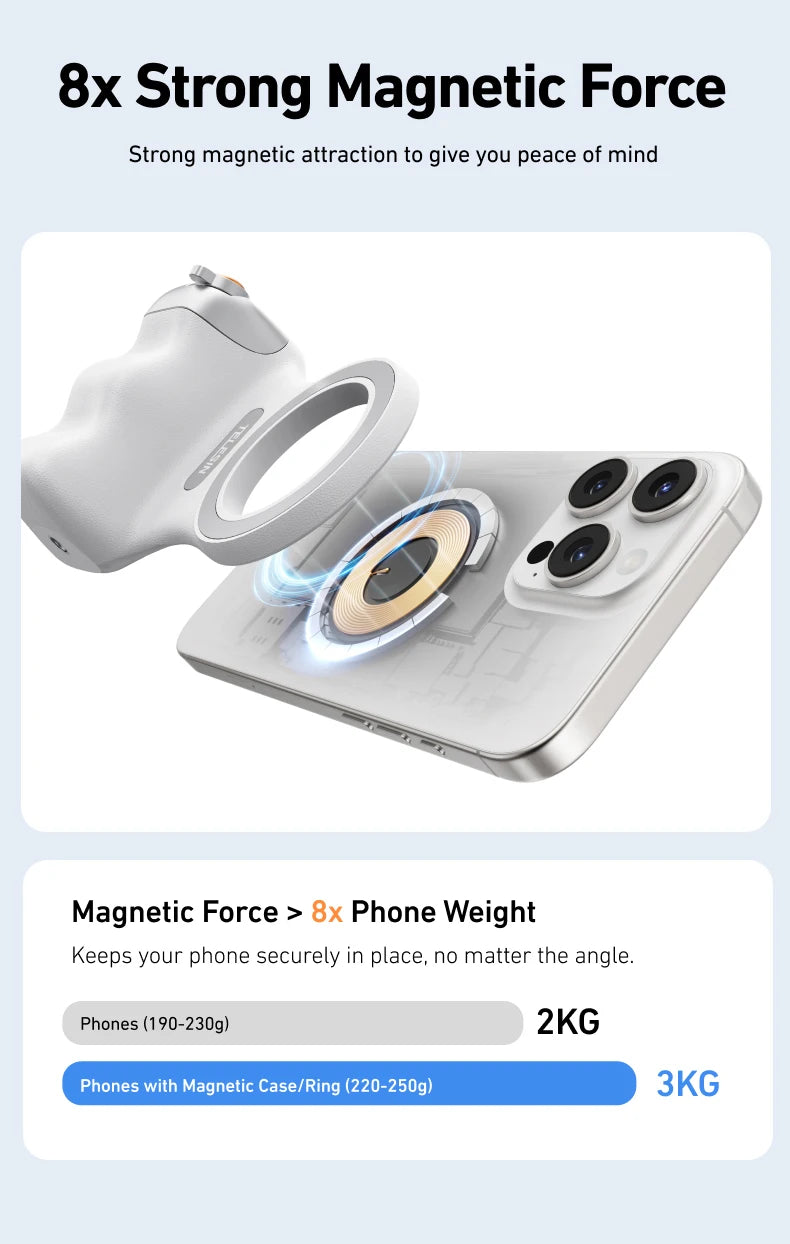 Magnetic Phone Holder & Camera Grip with Wireless Remote – Capture Stable Photos and Videos